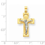 Carregar imagem no visualizador da galeria, 14k Gold Two Tone Crucifix Cross Pendant Charm - [cklinternational]
