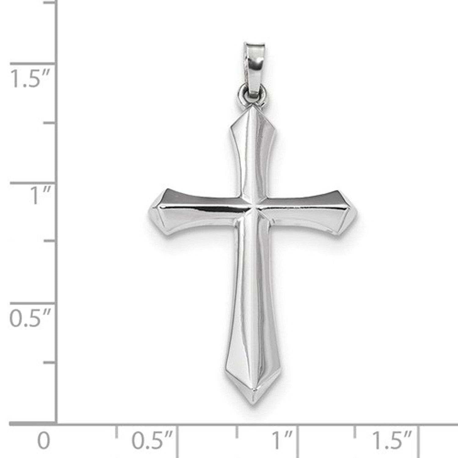 14k White Gold Passion Cross Hollow Pendant Charm