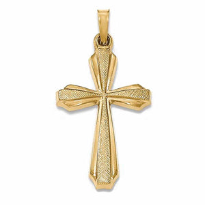 14k Yellow Gold Brushed Polished Latin Cross Pendant Charm