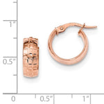 Lataa kuva Galleria-katseluun, 14K Rose Gold 14mmx13mmx5mm Patterned Round Hoop Earrings
