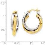 画像をギャラリービューアに読み込む, 14K Gold Two Tone 21mmx19mmx6mm Modern Contemporary Double Hoop Earrings

