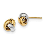 Charger l&#39;image dans la galerie, 14k Gold Two Tone Classic Love Knot Stud Post Earrings
