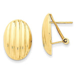 Kép betöltése a galériamegjelenítőbe: 14k Yellow Gold Oval Textured Button Omega Back Post Earrings
