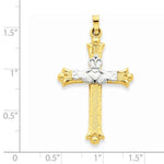 Indlæs billede til gallerivisning 14k Gold Two Tone Claddagh Celtic Cross Pendant Charm
