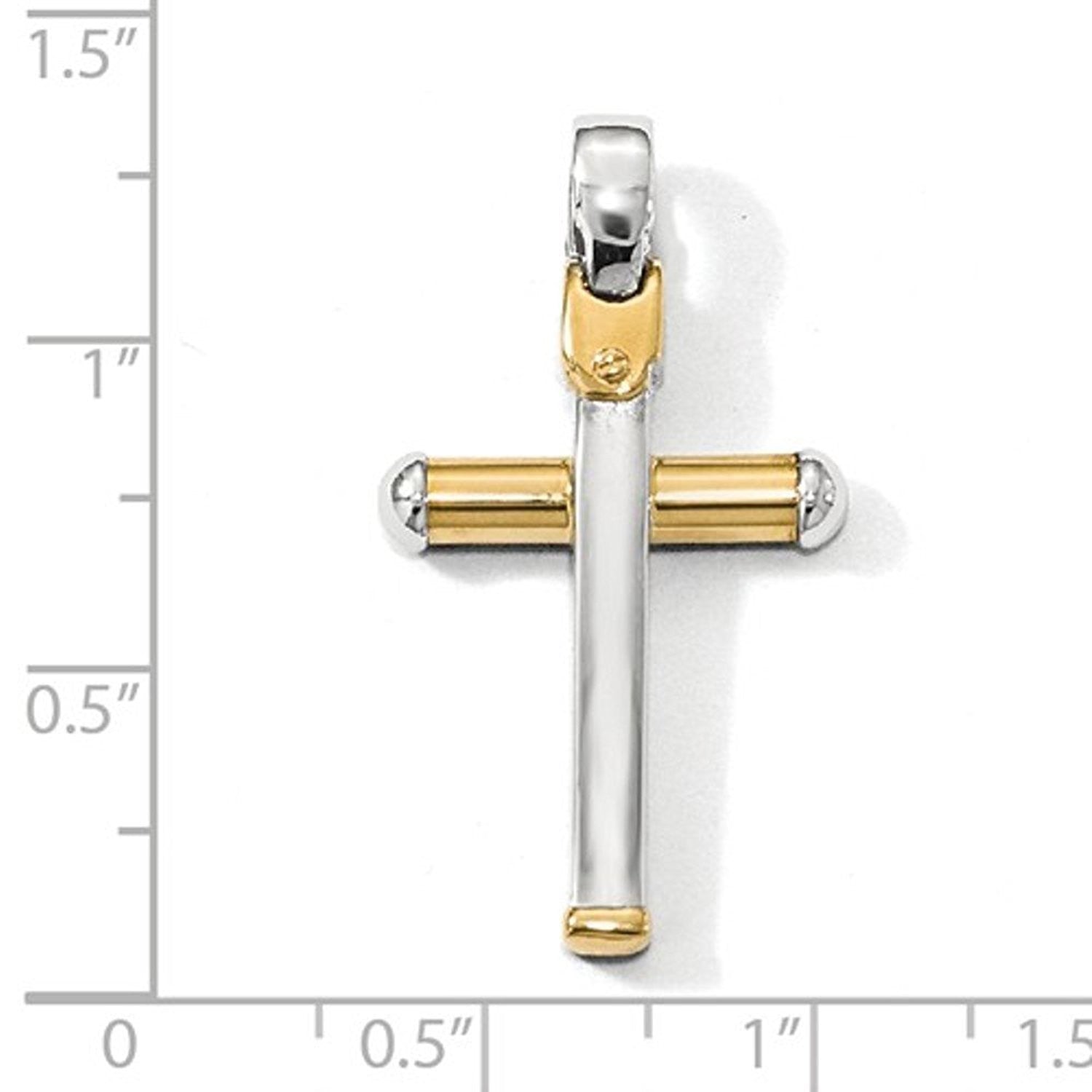 14k Gold Two Tone Cross Pendant Charm