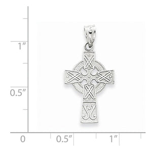 14k White Gold Celtic Cross Pendant Charm