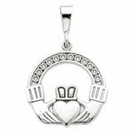 Afbeelding in Gallery-weergave laden, 14k White Gold Claddagh Pendant Charm
