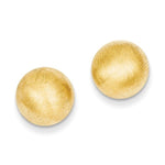 將圖片載入圖庫檢視器 14k Yellow Gold 10.50mm Satin Half Ball Button Post Earrings
