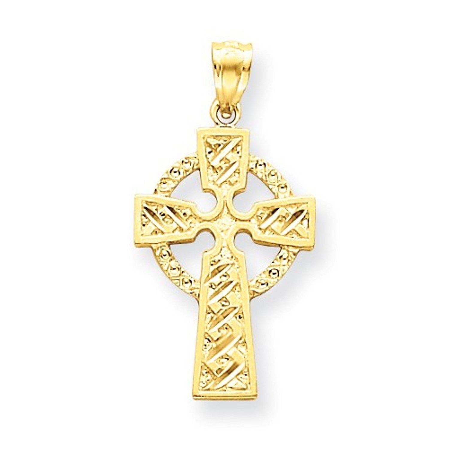 14k Yellow Gold Celtic Cross Pendant Charm - [cklinternational]