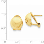 Lade das Bild in den Galerie-Viewer, 14k Yellow Gold Polished 12mm Half Ball Omega Clip Earrings
