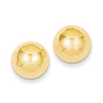 Ladda upp bild till gallerivisning, 14k Yellow Gold 10mm Polished Half Ball Button Post Earrings
