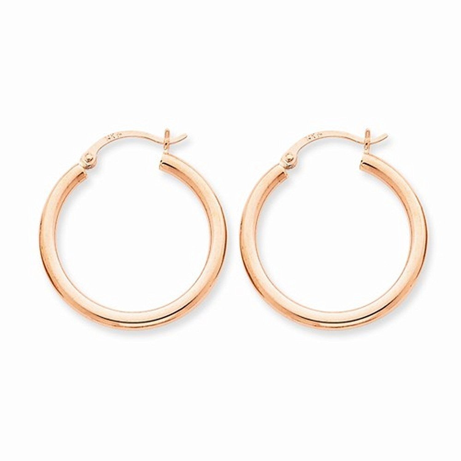 14K Rose Gold 26mm x 2.5mm Classic Round Hoop Earrings