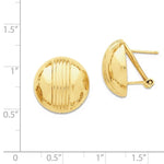 Cargar imagen en el visor de la galería, 14k Yellow Gold Striped 16mm Half Ball Omega Post Earrings
