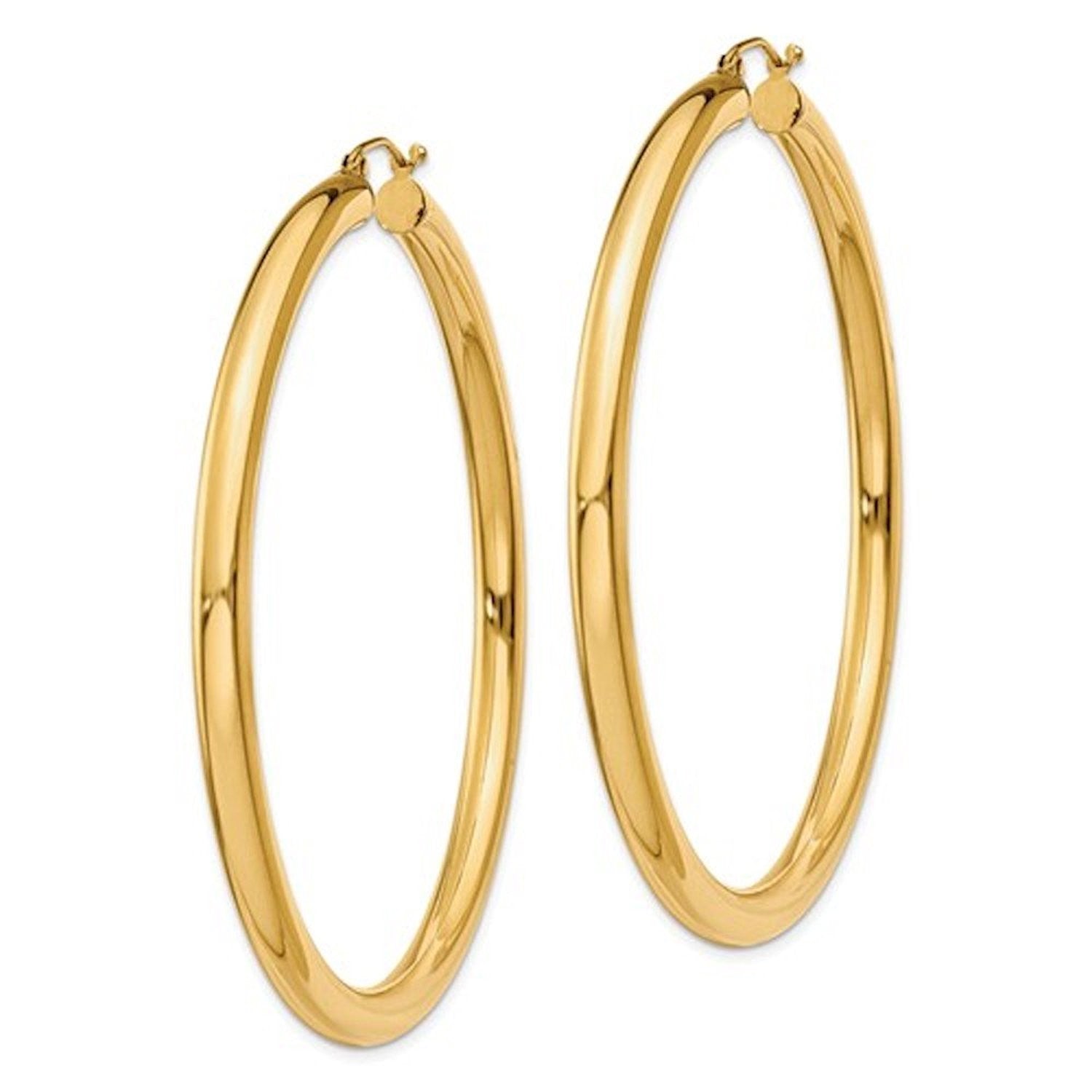 14K Yellow Gold Large Classic Round Hoop Earrings 60mmx4mm