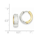 Carregar imagem no visualizador da galeria, 14k Gold Two Tone Textured Hinged Hoop Huggie Earrings
