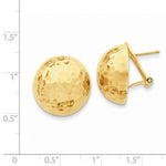 Afbeelding in Gallery-weergave laden, 14k Yellow Gold Hammered 19mm Half Ball Omega Post Earrings
