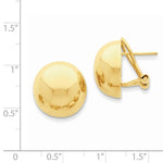 Indlæs billede til gallerivisning 14k Yellow Gold Polished 16mm Half Ball Omega Clip Earrings
