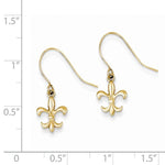 Lataa kuva Galleria-katseluun, 14k Yellow Gold Fleur de Lis Small Hook Dangle Earrings
