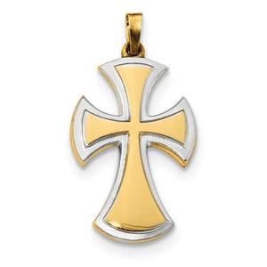 14k Yellow Gold and Rhodium Latin Cross Pendant Charm