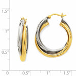 Indlæs billede til gallerivisning 14K Gold Two Tone 24mmx23mmx6mm Modern Contemporary Double Hoop Earrings
