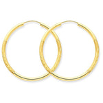 Carica l&#39;immagine nel visualizzatore di Gallery, 14K Yellow Gold 30mm Satin Textured Round Endless Hoop Earrings
