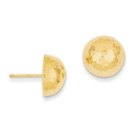 將圖片載入圖庫檢視器 14k Yellow Gold 12mm Hammered Half Ball Button Post Earrings
