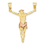 Kép betöltése a galériamegjelenítőbe: 14k Gold Two Tone Corpus Crucified Christ Pendant Charm - [cklinternational]
