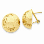 Lataa kuva Galleria-katseluun, 14k Yellow Gold Hammered 19mm Half Ball Omega Post Earrings
