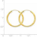 Загрузить изображение в средство просмотра галереи, 14K Yellow Gold 23mm Satin Textured Round Endless Hoop Earrings
