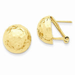 Lataa kuva Galleria-katseluun, 14k Yellow Gold Hammered 14mm Half Ball Omega Post Earrings
