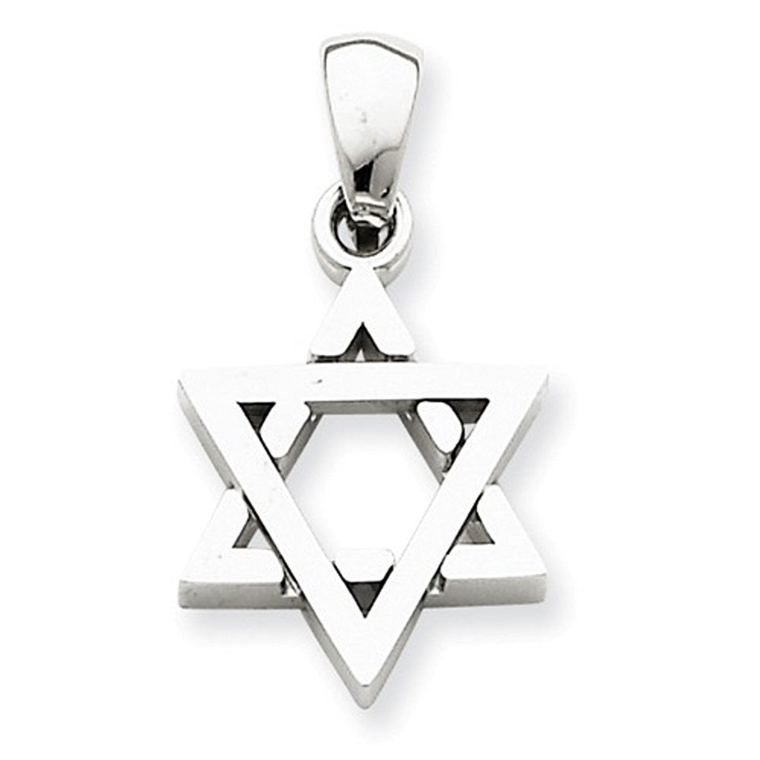 14k White Gold Star of David Pendant Charm