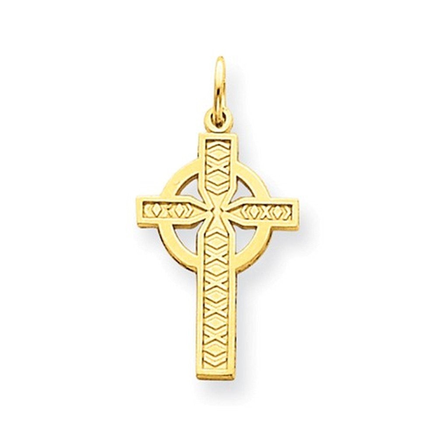 14k Yellow Gold Celtic Cross Pendant Charm - [cklinternational]