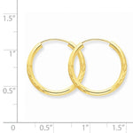 Загрузить изображение в средство просмотра галереи, 14K Yellow Gold 18mm Satin Textured Round Endless Hoop Earrings
