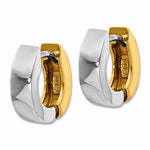 Lataa kuva Galleria-katseluun, 14k Gold Two Tone Classic Hinged Hoop Huggie Earrings
