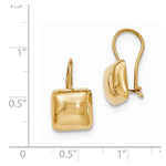 將圖片載入圖庫檢視器 14k Yellow Gold Square Button 10mm Kidney Wire Button Earrings
