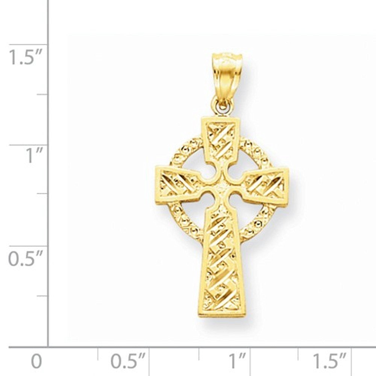 14k Yellow Gold Celtic Cross Pendant Charm - [cklinternational]