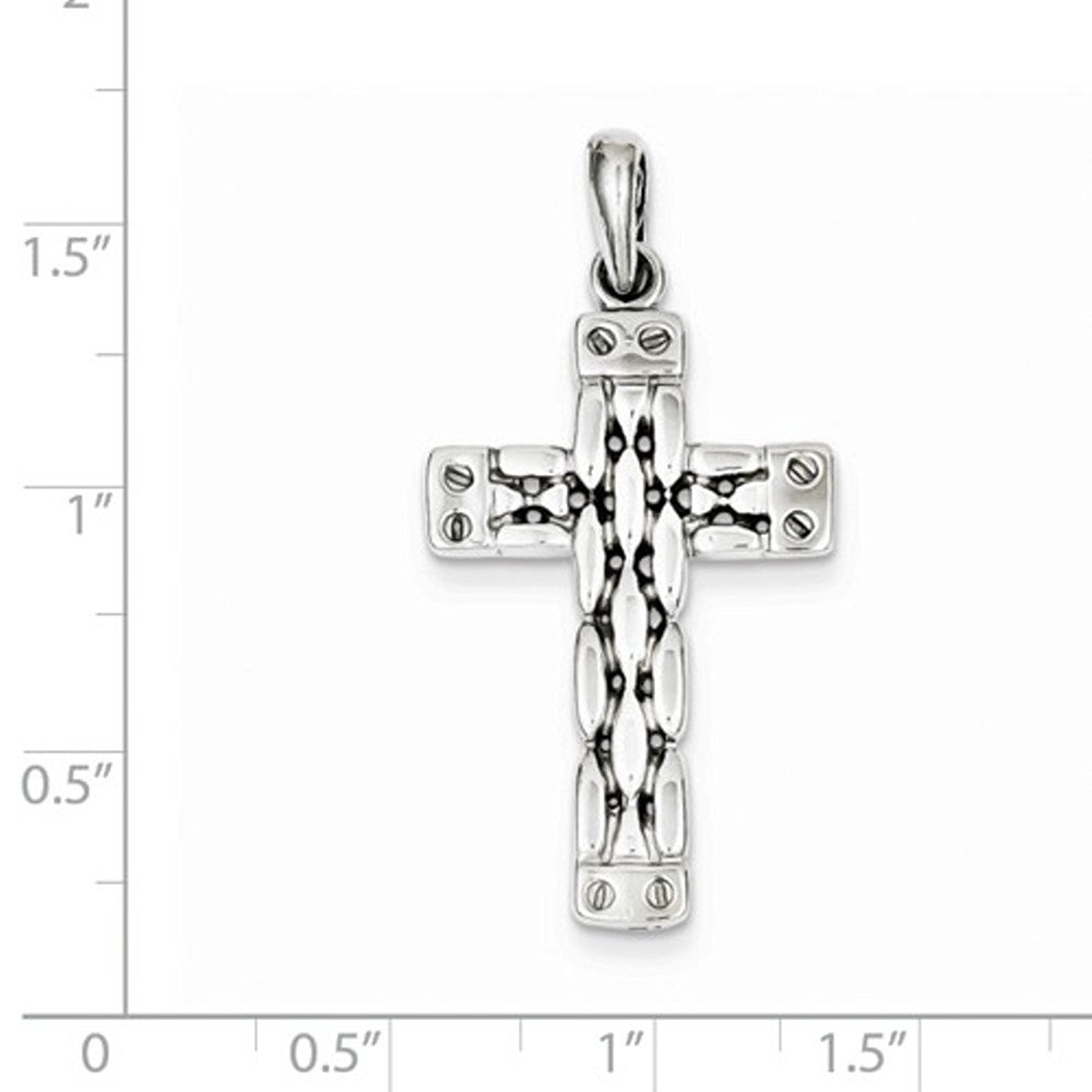 14k White Gold Panther Style Cross Pendant Charm