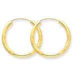 Charger l&#39;image dans la galerie, 14K Yellow Gold 18mm Satin Textured Round Endless Hoop Earrings
