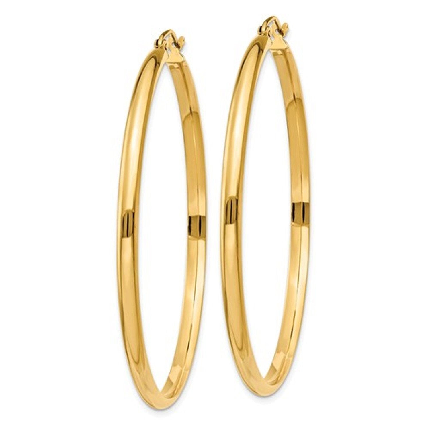 14K Yellow Gold Large Classic Round Hoop Earrings