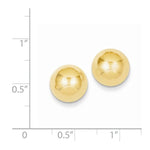Φόρτωση εικόνας στο εργαλείο προβολής Συλλογής, 14k Yellow Gold 10mm Polished Half Ball Button Post Earrings
