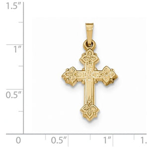 14k Yellow Gold Budded Cross Pendant Charm