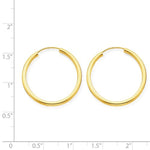 Cargar imagen en el visor de la galería, 14K Yellow Gold 22mm x 2mm Round Endless Hoop Earrings
