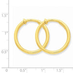Φόρτωση εικόνας στο εργαλείο προβολής Συλλογής, 14K Yellow Gold 25mm x 2.5mm Non Pierced Round Hoop Earrings
