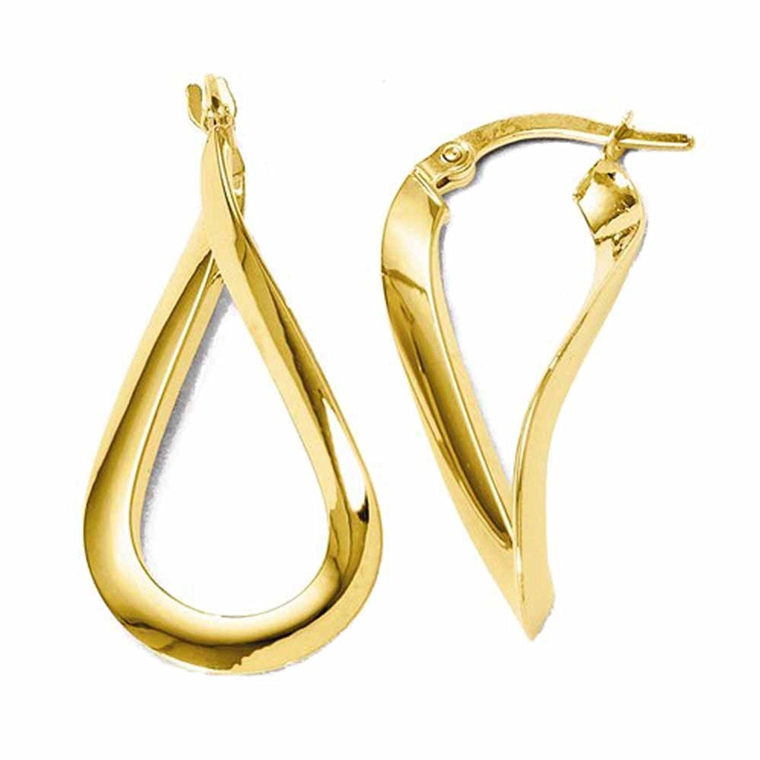 14K Yellow Gold Modern Classic Twisted Hoop Earrings