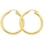 Załaduj obraz do przeglądarki galerii, 14K Yellow Gold 35mm x 3mm Classic Round Hoop Earrings
