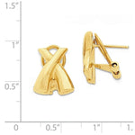 Lataa kuva Galleria-katseluun, 14k Yellow Gold Modern Contemporary X Omega Post Earrings
