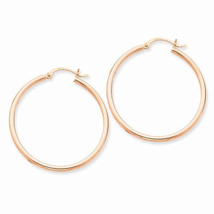 14K Rose Gold 34mm x 2mm Classic Round Hoop Earrings