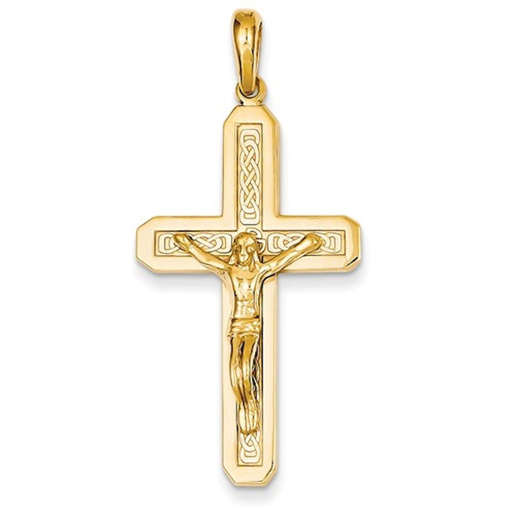 14k Yellow Gold Crucifix Cross Pendant Charm - [cklinternational]