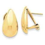 Lataa kuva Galleria-katseluun, 14k Yellow Gold Polished Teardrop Omega Clip Back Earrings
