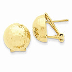 Charger l&#39;image dans la galerie, 14k Yellow Gold Hammered 13mm Half Ball Omega Post Earrings
